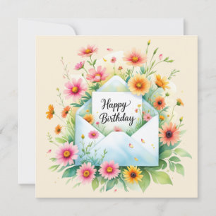 Verjaardagskaart met mooie bloemen & gelukwensen feestdagenkaart