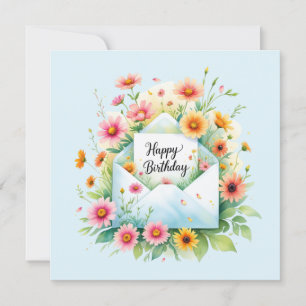 Verjaardagskaart met mooie bloemen & gelukwensen feestdagenkaart