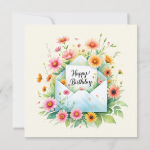 Verjaardagskaart met mooie bloemen & gelukwensen feestdagenkaart