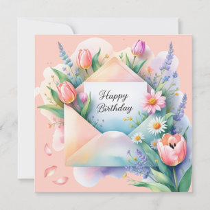 Verjaardagskaart met mooie bloemen & gelukwensen feestdagenkaart