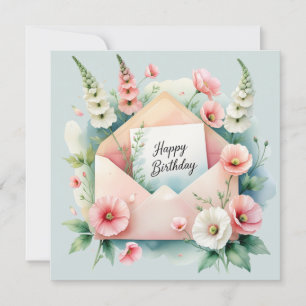 Verjaardagskaart met mooie bloemen & gelukwensen feestdagenkaart