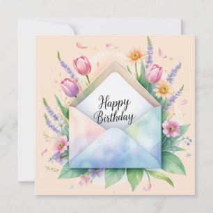 Verjaardagskaart met mooie bloemen groet feestdagenkaart