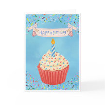 Verjaardagskaart met Mooie Cupcake