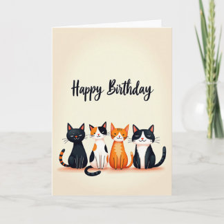 Verjaardagskaart met Mooie Katten Wens Kaart