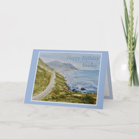 Verjaardagskaart met naam aan zee personaliseren kaart (Voorkant)