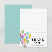 Verjaardagskaart met pastel ballonnen bedankje bedankkaart (Voorkant / Achterkant)