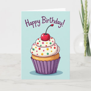 Verjaardagskaart met pastel cupcakes kaart