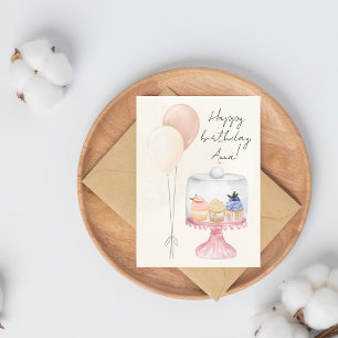 Verjaardagskaart met pastel waterverf en cupcakes kaart
