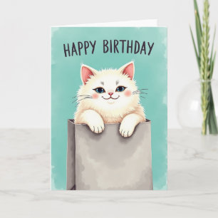 Verjaardagskaart met pluizige kat kaart