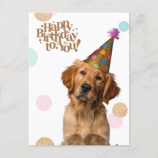 Verjaardagskaart met Pup in Feesthoed Briefkaart
