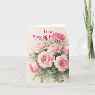 Verjaardagskaart met roze rode rozen voor een spec kaart