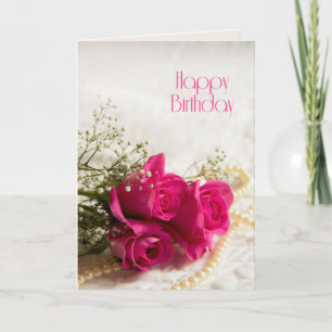 Verjaardagskaart met roze rozen kaart