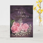 Verjaardagskaart met roze rozen kaart (Gele Bloem)