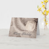 Verjaardagskaart met rozen en parels kaart (Gele Bloem)