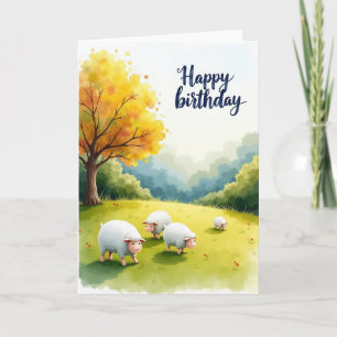 Verjaardagskaart met schapen op een weide kaart