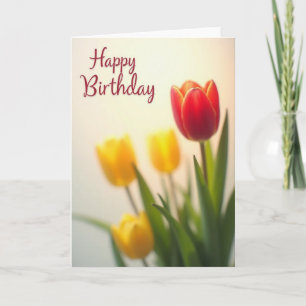 Verjaardagskaart met scharlaken tulp kaart