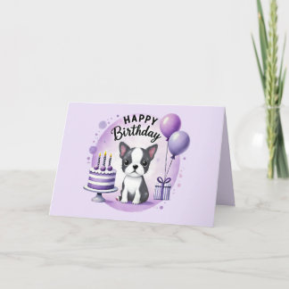 Verjaardagskaart met schattige Boston Terrier Bedankkaart