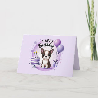 Verjaardagskaart met schattige Boston Terrier Bedankkaart