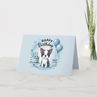 Verjaardagskaart met schattige Boston Terrier Bedankkaart