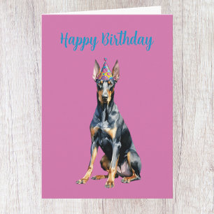 Verjaardagskaart met schattige Dobermann Kaart