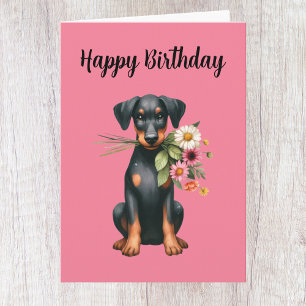 Verjaardagskaart met schattige Dobermann Kaart