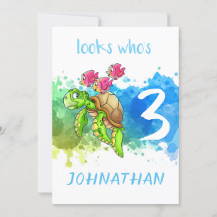 Verjaardagskaart met schattige schildpad kaart