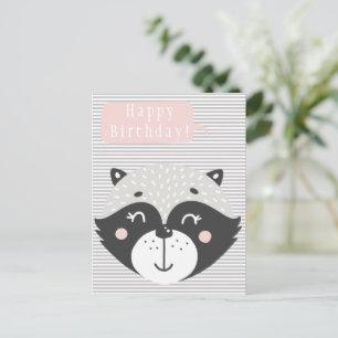 Verjaardagskaart met schattige wasbeerbaby's briefkaart