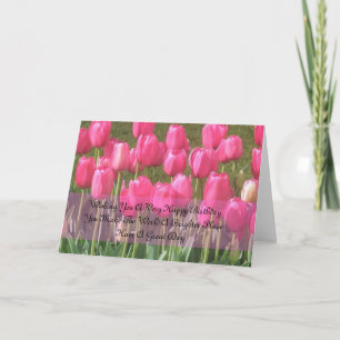 Verjaardagskaart met sentimentele roze tulp kaart