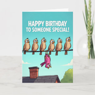 Verjaardagskaart met speelse vogels kaart