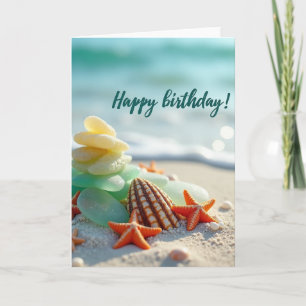 Verjaardagskaart met strandenschelp kaart