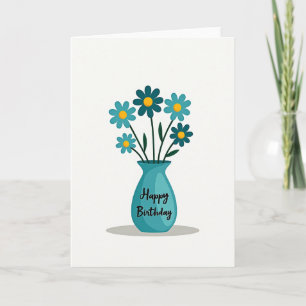 Verjaardagskaart met turkoois bloem kaart