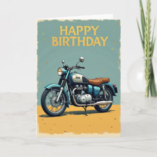 Verjaardagskaart met vintage motorfiets kaart