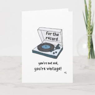 Verjaardagskaart met vintage platenspeler bedankkaart