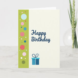 Verjaardagskaart met vrolijk groen paneel kaart