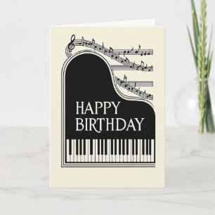 Verjaardagskaart met vrolijk piano-motief kaart