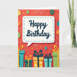 Verjaardagskaart met Vrolijke Cadeaus Kaart