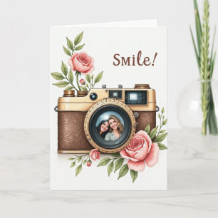 Verjaardagskaart met vrolijke camera kaart