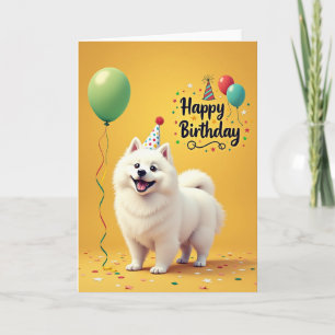 Verjaardagskaart met vrolijke hond en feesthoed kaart