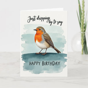 Verjaardagskaart met vrolijke oranje vogel kunst kaart