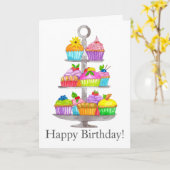 Verjaardagskaart met waterverf cupcakes kaart (Gele Bloem)
