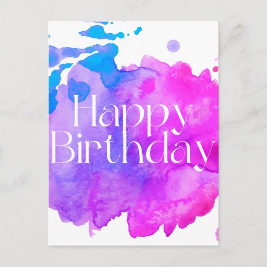 Verjaardagskaart met waterverf ontwerp briefkaart (Voorkant)