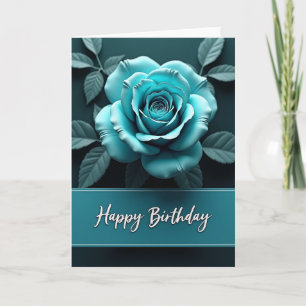 Verjaardagskaart met zachte turquoise roos kaart