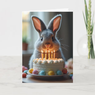 Verjaardagskaart met zoet creatuur en cake kaart