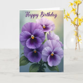 Verjaardagskaart met zoete driekleurige viooltjesb kaart (Gele Bloem)