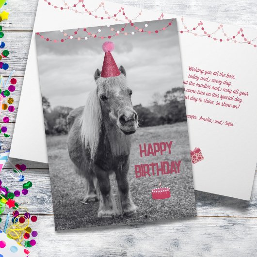 Verjaardagskaart met zoete pony kaart