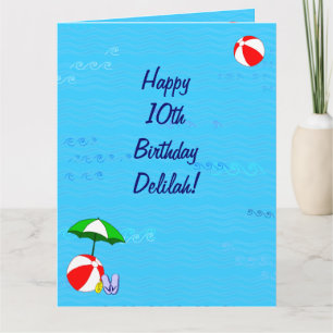 Verjaardagskaart met zwembadthema voor Delilah  Kaart