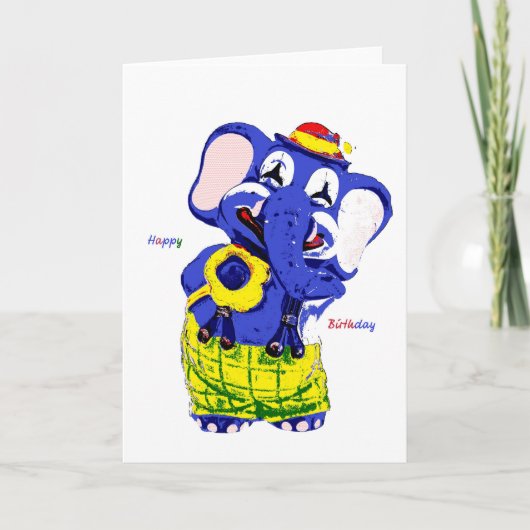 Verjaardagskaart olifant, Kinderverjaardag Kaart (Voorkant)