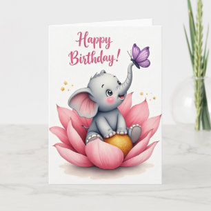 Verjaardagskaart Olifant met Bloemen Kaart