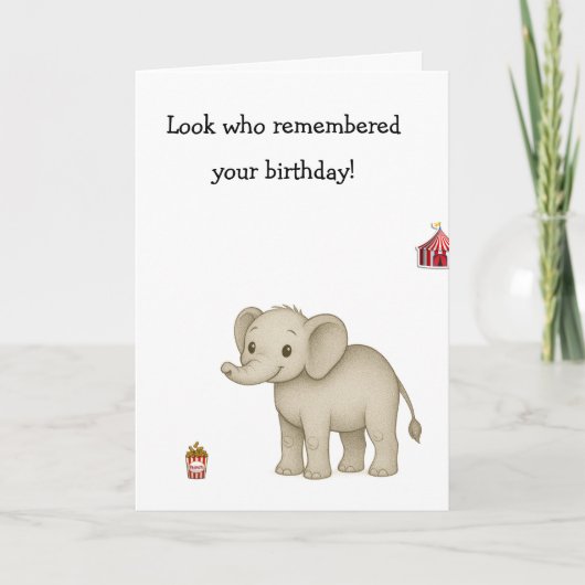 Verjaardagskaart olifantengeheugen kaart (Voorkant)