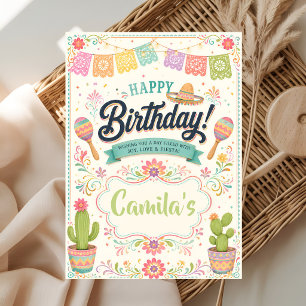 Verjaardagskaart Pastel Fiesta met Sombrero & Cact Kaart